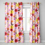 Tropical Hibiscus Bird of Paradise Seamless Pattern Blush Background  Readymade Eyelet Ring Top Thermal 100% Blackout Curtains