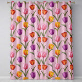 Elegant Tulip Floral Seamless Pattern Soft Pink Background Spring Flowers  Readymade Eyelet Ring Top Thermal 100% Blackout Curtains