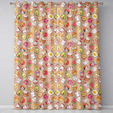 Cute Kawaii Food Characters Seamless Pattern Peach Background Fun Snacks  Readymade Eyelet Ring Top Thermal 100% Blackout Curtains
