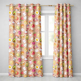 Cute Kawaii Food Characters Seamless Pattern Peach Background Fun Snacks  Readymade Eyelet Ring Top Thermal 100% Blackout Curtains