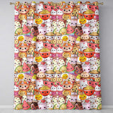 Cute Kawaii Food Collage Pattern Sweet Treats And Drinks  Readymade Eyelet Ring Top Thermal 100% Blackout Curtains