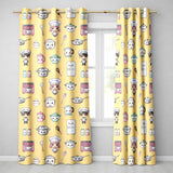 Cute Kawaii Kitchen Utensils And Chef Girl Seamless Pattern Beige Background  Readymade Eyelet Ring Top Thermal 100% Blackout Curtains