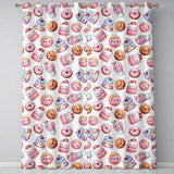 Cute Kawaii Donuts Cakes and Cupcakes with Smiling Faces Seamless Pattern  Readymade Eyelet Ring Top Thermal 100% Blackout Curtains