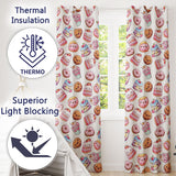 Cute Kawaii Donuts Cakes and Cupcakes with Smiling Faces Seamless Pattern  Readymade Eyelet Ring Top Thermal 100% Blackout Curtains