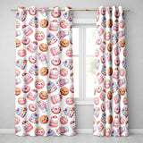 Cute Kawaii Donuts Cakes and Cupcakes with Smiling Faces Seamless Pattern  Readymade Eyelet Ring Top Thermal 100% Blackout Curtains