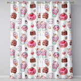 Cute Kawaii Desserts Candy Cakes and Sweet Treat Characters Seamless Pattern  Readymade Eyelet Ring Top Thermal 100% Blackout Curtains