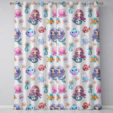 Cute Kawaii Mermaid Seahorse Jellyfish and Starfish Ocean Seamless Pattern  Readymade Eyelet Ring Top Thermal 100% Blackout Curtains