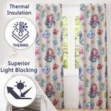 Cute Kawaii Mermaid Seahorse Jellyfish and Starfish Ocean Seamless Pattern  Readymade Eyelet Ring Top Thermal 100% Blackout Curtains