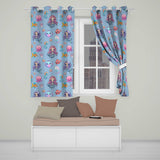 Cute Kawaii Mermaid Seahorse Jellyfish and Starfish Blue Background  Pattern  Readymade Eyelet Ring Top Thermal 100% Blackout Curtains