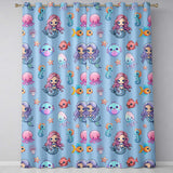 Cute Kawaii Mermaid Seahorse Jellyfish and Starfish Blue Background  Pattern  Readymade Eyelet Ring Top Thermal 100% Blackout Curtains