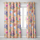 Cute Kawaii Mermaid Seahorse Jellyfish and Starfish Peach Background  Pattern  Readymade Eyelet Ring Top Thermal 100% Blackout Curtains