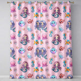 Cute Kawaii Mermaid Seahorse Jellyfish and Starfish Light Pink Background   Readymade Eyelet Ring Top Thermal 100% Blackout Curtains
