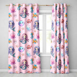 Cute Kawaii Mermaid Seahorse Jellyfish and Starfish Light Pink Background   Readymade Eyelet Ring Top Thermal 100% Blackout Curtains
