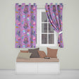 Cute Kawaii Mermaid Seahorse Jellyfish and Starfish Purple Background  Pattern  Readymade Eyelet Ring Top Thermal 100% Blackout Curtains
