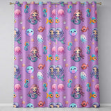 Cute Kawaii Mermaid Seahorse Jellyfish and Starfish Purple Background  Pattern  Readymade Eyelet Ring Top Thermal 100% Blackout Curtains
