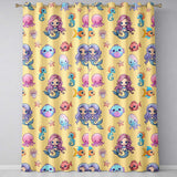 Cute Kawaii Mermaid Seahorse Jellyfish and Starfish Soft Yellow Background   Readymade Eyelet Ring Top Thermal 100% Blackout Curtains