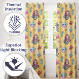 Cute Kawaii Mermaid Seahorse Jellyfish and Starfish Soft Yellow Background   Readymade Eyelet Ring Top Thermal 100% Blackout Curtains