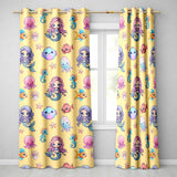 Cute Kawaii Mermaid Seahorse Jellyfish and Starfish Soft Yellow Background   Readymade Eyelet Ring Top Thermal 100% Blackout Curtains