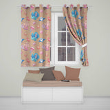 Cute Blue Hair Mermaid Jellyfish Seahorse Peach Background Seamless Pattern  Readymade Eyelet Ring Top Thermal 100% Blackout Curtains