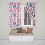 Cute Blue Hair Mermaid Jellyfish Seahorse Soft Pink Background Seamless Pattern  Readymade Eyelet Ring Top Thermal 100% Blackout Curtains