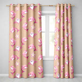 Cute Pink Dolphin Stingray Starfish Ocean Creatures Peach Background  Pattern  Readymade Eyelet Ring Top Thermal 100% Blackout Curtains