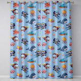 Kids Scuba Divers Submarine Jellyfish Ocean Animals Blue Background   Readymade Eyelet Ring Top Thermal 100% Blackout Curtains