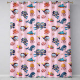 Kids Scuba Divers Submarine Jellyfish Ocean Animals Soft Pink Background   Readymade Eyelet Ring Top Thermal 100% Blackout Curtains