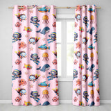 Kids Scuba Divers Submarine Jellyfish Ocean Animals Soft Pink Background   Readymade Eyelet Ring Top Thermal 100% Blackout Curtains