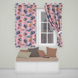 Kids Scuba Divers Submarine Jellyfish Ocean Animals Rose Pink Background   Readymade Eyelet Ring Top Thermal 100% Blackout Curtains