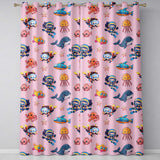 Kids Scuba Divers Submarine Jellyfish Ocean Animals Rose Pink Background   Readymade Eyelet Ring Top Thermal 100% Blackout Curtains