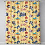 Kids Scuba Divers Submarine Jellyfish Ocean Animals Warm Beige Background   Readymade Eyelet Ring Top Thermal 100% Blackout Curtains