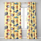 Kids Scuba Divers Submarine Jellyfish Ocean Animals Warm Beige Background   Readymade Eyelet Ring Top Thermal 100% Blackout Curtains