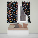 Kid Scuba Diver Submarine Jellyfish Ocean Animals Deep Black Bubble Background  Readymade Eyelet Ring Top Thermal 100% Blackout Curtains