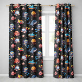 Kid Scuba Diver Submarine Jellyfish Ocean Animals Deep Black Bubble Background  Readymade Eyelet Ring Top Thermal 100% Blackout Curtains