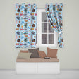 Cartoon Sea Animals Diver Dolphin Shark Boat Lighthouse Light Blue Background  Readymade Eyelet Ring Top Thermal 100% Blackout Curtains