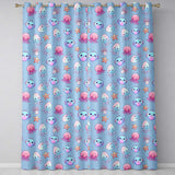 Kawaii Jellyfish Puffer Fish Starfish Pastel Ocean Creatures Blue Background   Readymade Eyelet Ring Top Thermal 100% Blackout Curtains