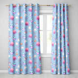 Kawaii Jellyfish Puffer Fish Starfish Pastel Ocean Creatures Blue Background   Readymade Eyelet Ring Top Thermal 100% Blackout Curtains