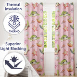 Cute Kawaii Sea Turtle Starfish Shells Ocean Friends Blush Background  Pattern  Readymade Eyelet Ring Top Thermal 100% Blackout Curtains