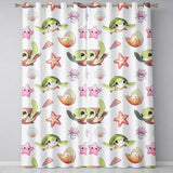 Cute Kawaii Sea Turtle Starfish Shells Ocean Friends Light Grey Background   Readymade Eyelet Ring Top Thermal 100% Blackout Curtains