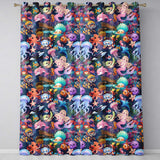 Cute Underwater Ocean Scene Mermaid Dolphin Turtle Treasure Dark  Pattern  Readymade Eyelet Ring Top Thermal 100% Blackout Curtains