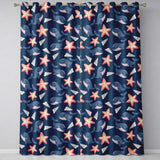 Cute Kawaii Whale Starfish Seashell Ocean Animals Navy Background  Pattern  Readymade Eyelet Ring Top Thermal 100% Blackout Curtains