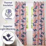 Cute Kawaii Whale Starfish Seashell Ocean Animals Rose Background  Pattern  Readymade Eyelet Ring Top Thermal 100% Blackout Curtains