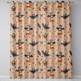 Cute Halloween Bats Sitting on Pumpkins with Stars Beige Background  Pattern  Readymade Eyelet Ring Top Thermal 100% Blackout Curtains