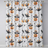 Cute Halloween Bats Sitting on Pumpkins with Stars Beige Background  Pattern  Readymade Eyelet Ring Top Thermal 100% Blackout Curtains