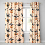 Cute Halloween Bats Sitting on Pumpkins with Stars Light Peach Background  Pattern  Readymade Eyelet Ring Top Thermal 100% Blackout Curtains