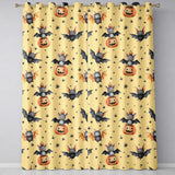 Cute Halloween Bats Sitting on Pumpkins with Stars Yellow Background  Pattern  Readymade Eyelet Ring Top Thermal 100% Blackout Curtains