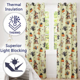 Cute Halloween Teddy Bears Mummy Witch Cat Pumpkin Stars Cream Background   Readymade Eyelet Ring Top Thermal 100% Blackout Curtains