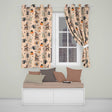 Cute Halloween Teddy Bears Mummy Witch Cat Pumpkin Stars Beige Background   Readymade Eyelet Ring Top Thermal 100% Blackout Curtains