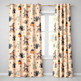 Cute Halloween Teddy Bears Mummy Witch Cat Pumpkin Stars Beige Background   Readymade Eyelet Ring Top Thermal 100% Blackout Curtains