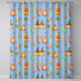 Cute Halloween Pumpkin Candy Characters Blue Background Seamless Pattern  Readymade Eyelet Ring Top Thermal 100% Blackout Curtains